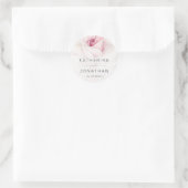 Elegante rosa Rose Wasserfarbe Blumenschrift Hochz Runder Aufkleber (Tasche)