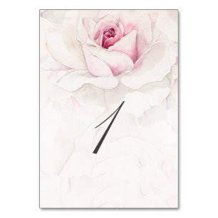 Elegante rosa Rose Wasserfarbe Blumenschrift Hochz Tischnummer