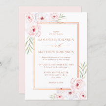 Elegante Rosa Rose Wasserfarben Hochzeit Gold