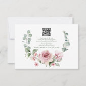 Elegante Rosa Rose Wedding RSVP Card | Menüwahl (Rückseite)