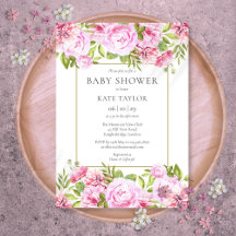 Elegante rosa Rosen Blumen Baby Shower