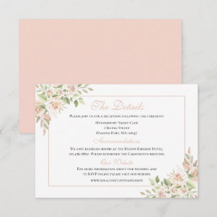 Elegante rosa Rosen Blumen Details Hochzeitseinsch Begleitkarte