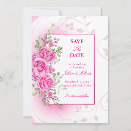 Elegante rosa Rosen-Blumen-Hochzeitseinladung Einladung