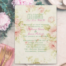 elegante rosa Rosen Blumen vintage Hochzeitseinlad