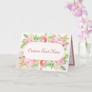 Elegante rosa Rosen-Blumen-Vintage-Pfingstrosen-Bl Karte