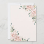 Elegante Rosa Rosen Blumengrün Hochzeit Einladung (Rückseite)