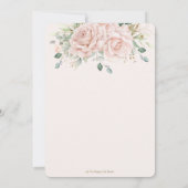 Elegante Rosa Rosen Blumengrün Hochzeit Einladung (Rückseite)