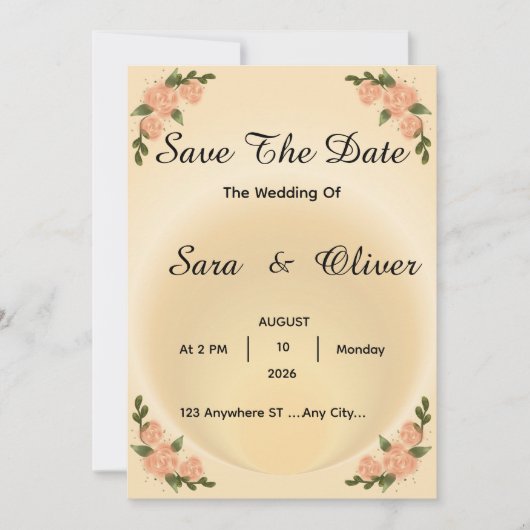 Elegante Rosa-Rosen-Blumenmuster Save The Date (Vorderseite)