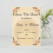 Elegante Rosa-Rosen-Blumenmuster Save The Date (Stehend Vorderseite)
