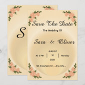 Elegante Rosa-Rosen-Blumenmuster Save The Date (Vorne/Hinten)