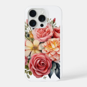 Elegante rosa Rosen Blumenstrauß Wasserfarbe  iPhone 15 Pro Hülle