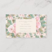 Elegante Rosa Rosen Blütenminze Goldene Blätter Visitenkarte (Rückseite)