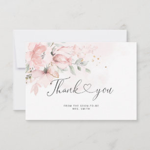 Elegante rosa Rosen Brautparty Dankeskarten Dankeskarte