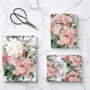 Elegante rosa Rosen Collage Geschenkpapier Set
