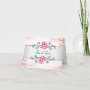Elegante rosa Rosen Dankeschön Dankeskarte