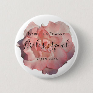 Elegante Rosa Rosen Florale Hochzeitsfeier Button