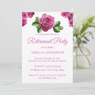 Elegante rosa Rosen Florales Rentnerparty  Einladung