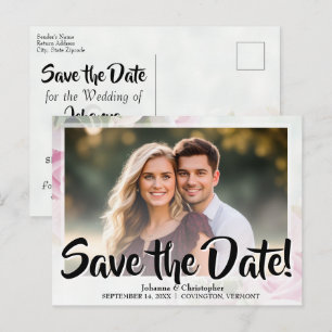 Elegante rosa Rosen Foto Save-the-Date-Hochzeit Postkarte