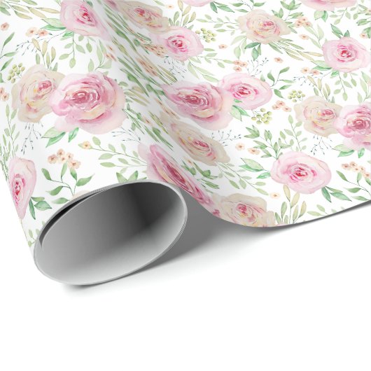 Elegante rosa Rosen Geschenkpapier (Rolleneckpunkt)