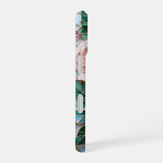 Elegante Rosa Rosen in gestaltertem Glas Kunst, Di iPhone 16 Hülle (Rechte Seite)