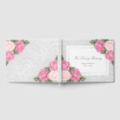 Elegante rosa Rosen in Love Memory Beerdigung Gästebuch (Voll)