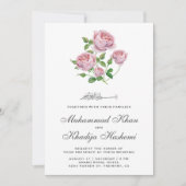 Elegante rosa Rosen Islamische Hochzeit Einladung (Vorderseite)