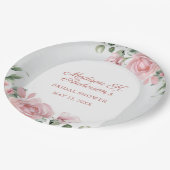 Elegante Rosa Rosen Junggesellinnenabschied Pappteller (Schrägansicht)