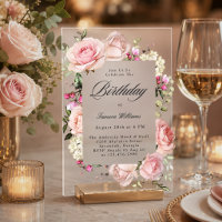 Elegante rosa Rosen Kalligrafie Geburtstagsfeier