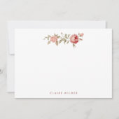 Elegante rosa Rosen - Name/Monogramm hinzufügen Mitteilungskarte (Vorderseite)