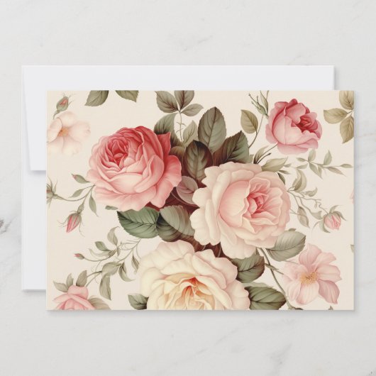 Elegante rosa Rosen - Name/Monogramm hinzufügen Mitteilungskarte (Rückseite)