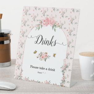 Elegante rosa Rosen & Schmetterling Baby Shower Ge Sockelschild