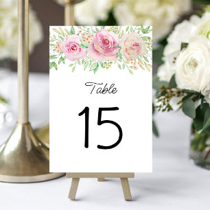 Elegante rosa Rosen Tischnummer
