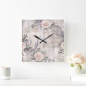 Elegante rosa Rosen und Lavendel Wall Uhr (Zuhause)