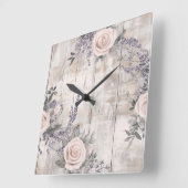 Elegante rosa Rosen und Lavendel Wall Uhr (Winkel)