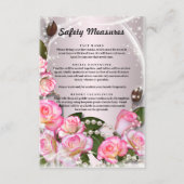 Elegante rosa Rosen und Perlen - Sicherheitsmaßnah Begleitkarte (Vorderseite)