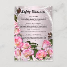 Elegante rosa Rosen und Perlen - Sicherheitsmaßnah Begleitkarte