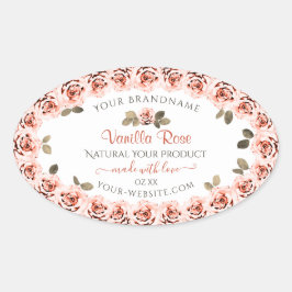Elegante rosa Rosen weiße Etiketten für die Verpac Ovaler Aufkleber