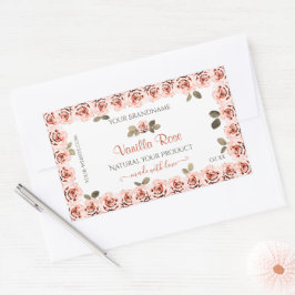 Elegante rosa Rosen weiße Etiketten für die Verpac Rechteckiger Aufkleber