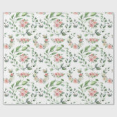 Elegante rosa Rosenblüte Botanische Hochzeit Geschenkpapier (Flach)