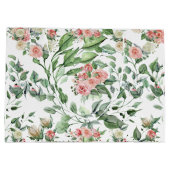 Elegante rosa Rosenblüte Botanische Hochzeit Große Geschenktüte (Rückseite)