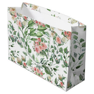 Elegante rosa Rosenblüte Botanische Hochzeit Große Geschenktüte