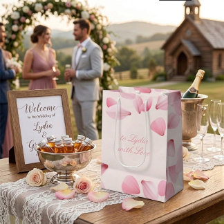 Elegante rosa Rosenblüten-Hochzeitsgunst-Geschenkt Mittlere Geschenktüte