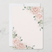 Elegante Rosa Roses Bloral Gold Hochzeit Einladung (Rückseite)