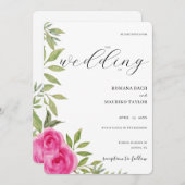 Elegante Rosa Roses Einladung (Vorne/Hinten)