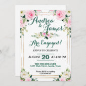 Elegante rosa Roses Engagement Party Einladung (Vorne/Hinten)