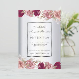 Elegante Rosa Roses Geburtstagsfeier Einladung