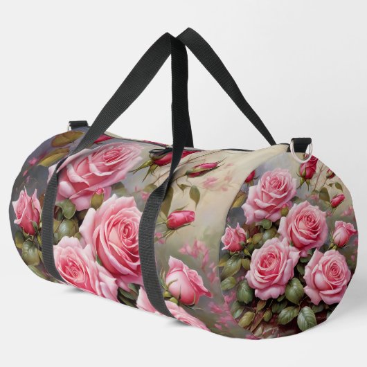 Elegante rosa Roses Große Duffeltasche Duffle Bag (Linke Ecke)
