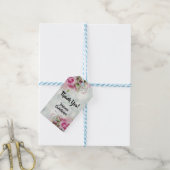 Elegante rosa Roses & Peony Buds Hochzeitsmarken Geschenkanhänger (Mit Garn)