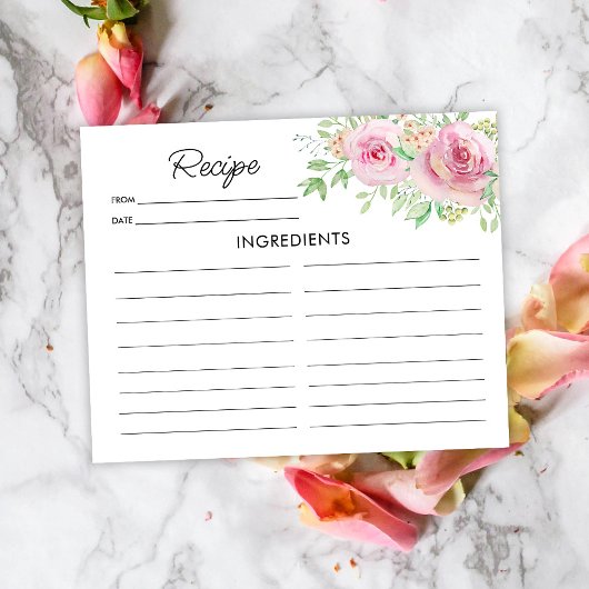 Elegante Rosa Roses Rezept Karte Rose Rose