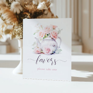 Elegante Rosa Roses Tea Gastgeschenke Sockelschild